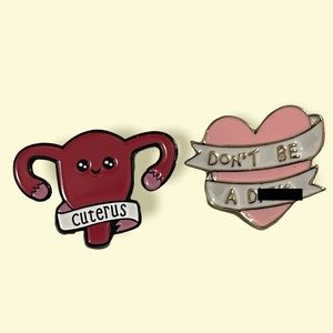 Two Enamel Pin Set Cuterus and Sage Advice